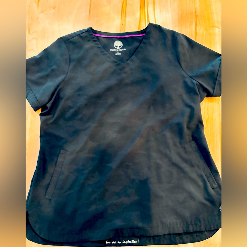 Black V-Neck Scrub Top